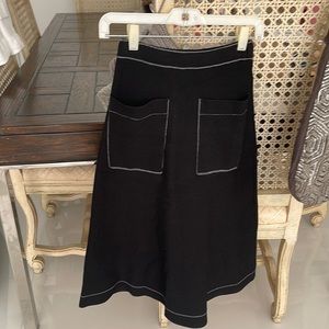 Chemise Basic Fashion Black/White Stitching Midi Skirt